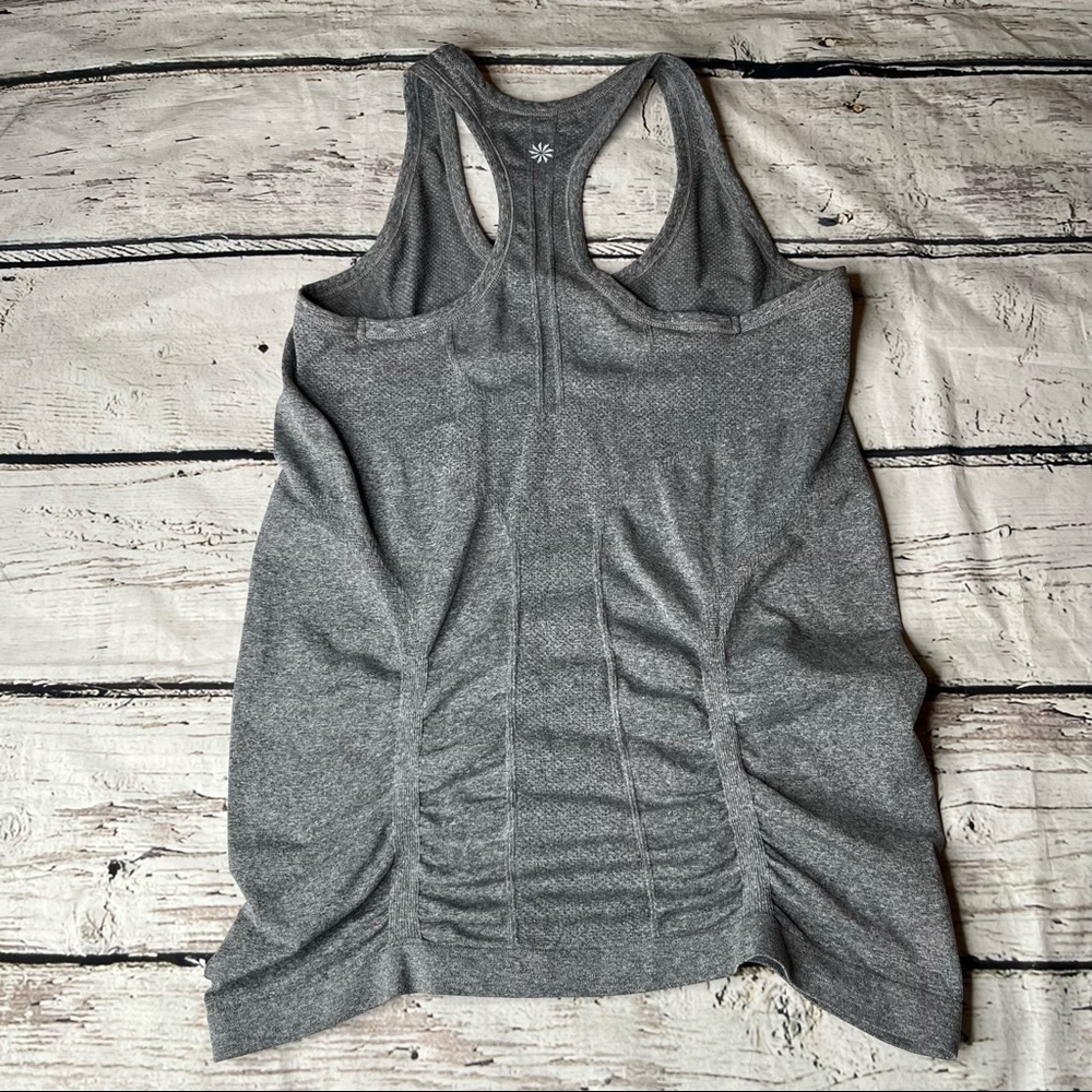 Athleta Ruched Grey Racerback Tank Top Size M - Picture 6 of 7